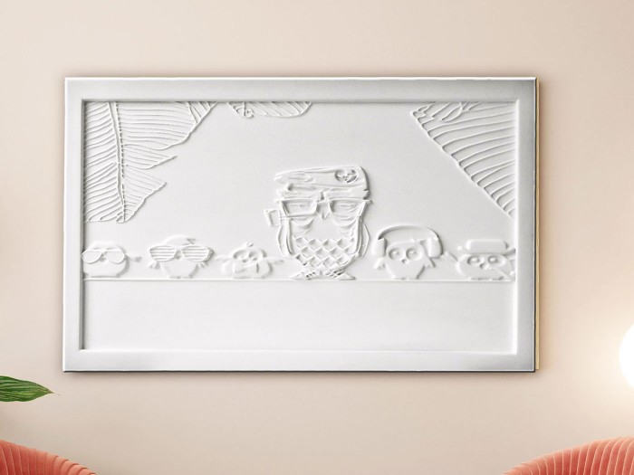 Baykuş Ailesi 3 Boyutlu Kabartma Beyaz Tablo