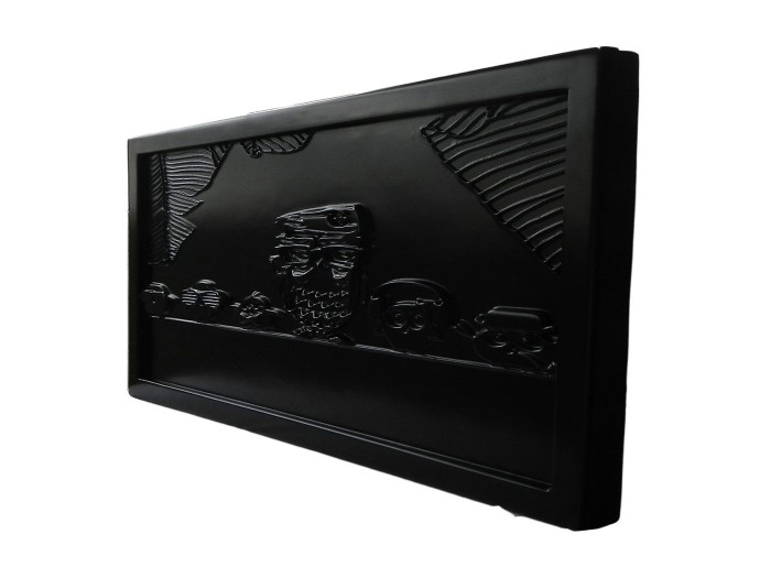 Baykuş Ailesi 3 Boyutlu Kabartma Siyah Tablo