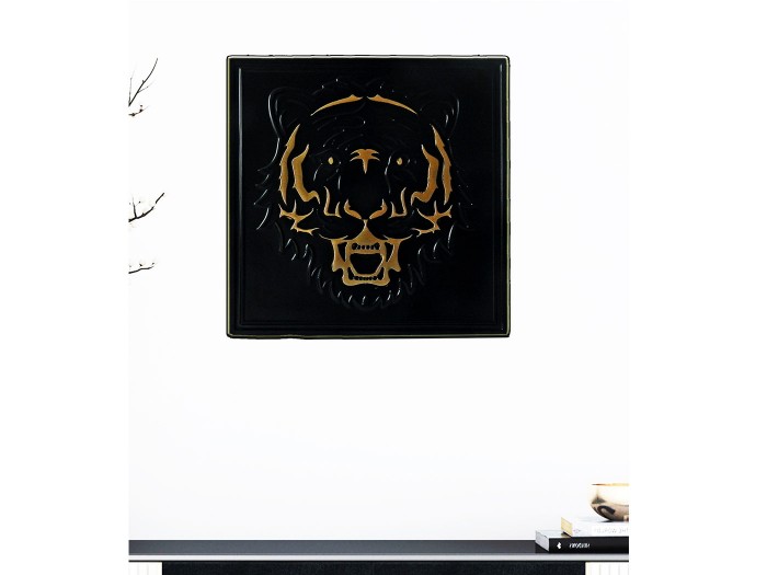 Bengal Siyah Altın Eskitme  3 Boyutlu Kabartma Tablo