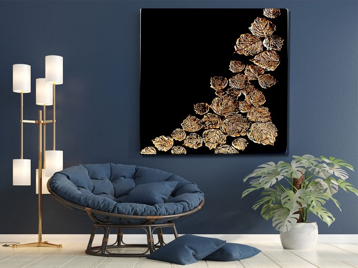Çınar Siyah Altın Renk Kabartma 3 Boyutlu Tablo