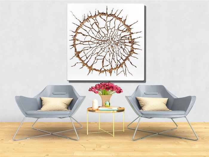 Lav Beyaz Altın Kabartma 3 Boyutlu Tablo