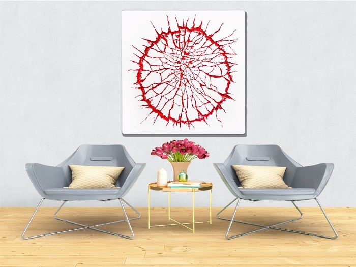 Lav Beyaz Kırmızı Kabartma 3 Boyutlu Tablo