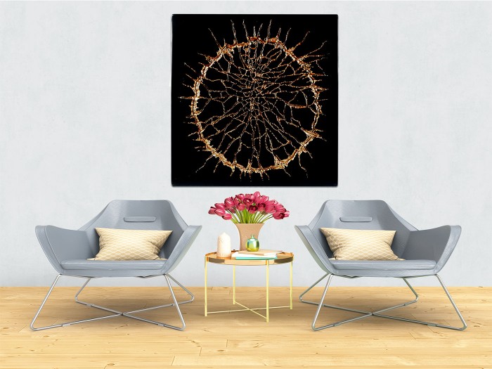 Lav Siyah Altın Kabartma 3 Boyutlu Tablo