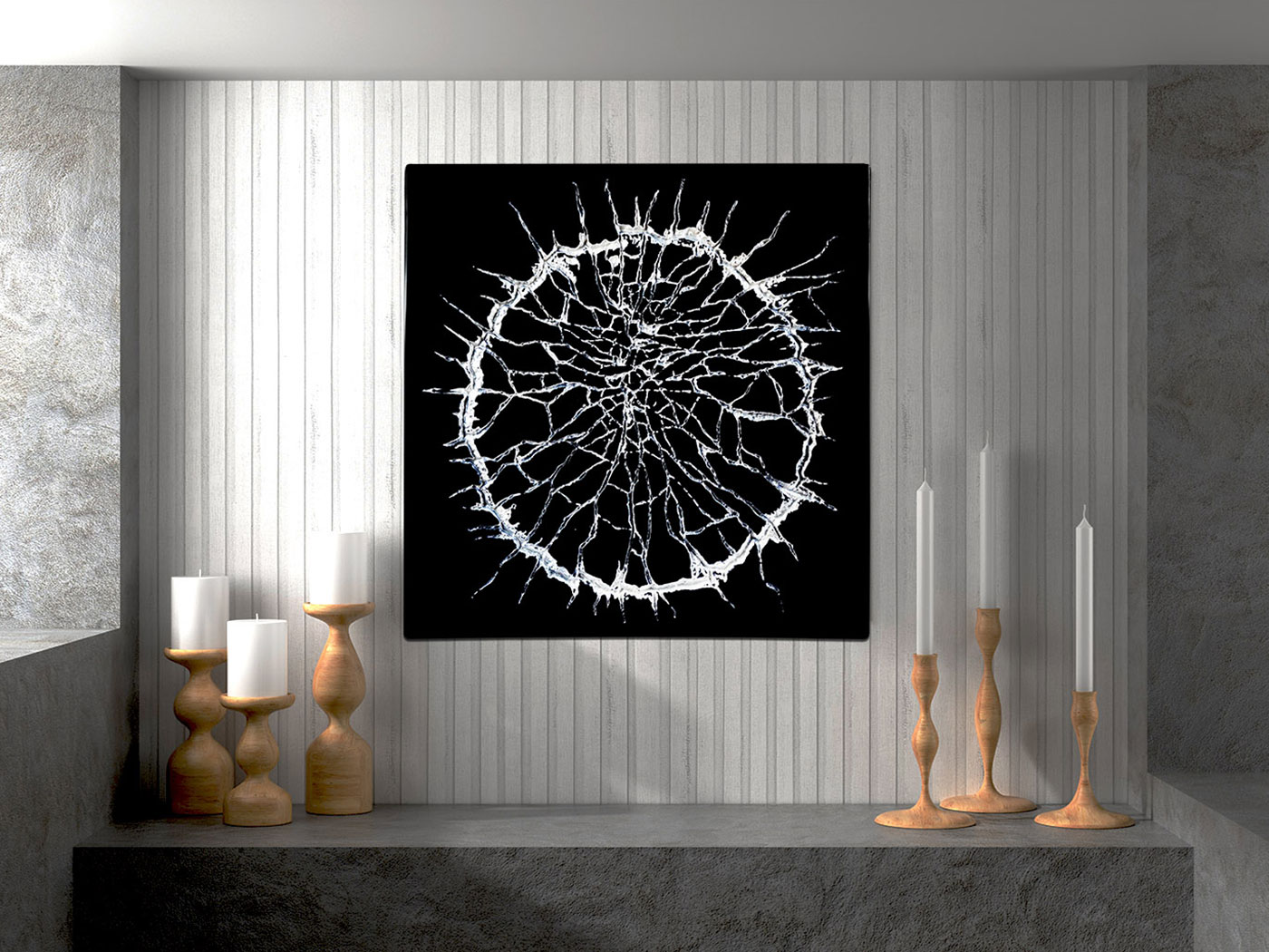 Lav Siyah Gümüş Kabartma 3 Boyutlu Tablo