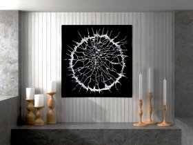 Lav Siyah Gümüş Kabartma 3 Boyutlu Tablo