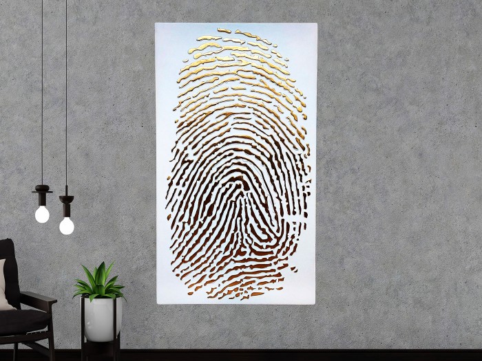 Parmak İzi Beyaz Altın Kabartma 3 Boyutlu Tablo