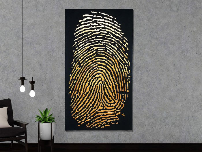 Parmak İzi Siyah Altın Kabartma 3 Boyutlu Tablo