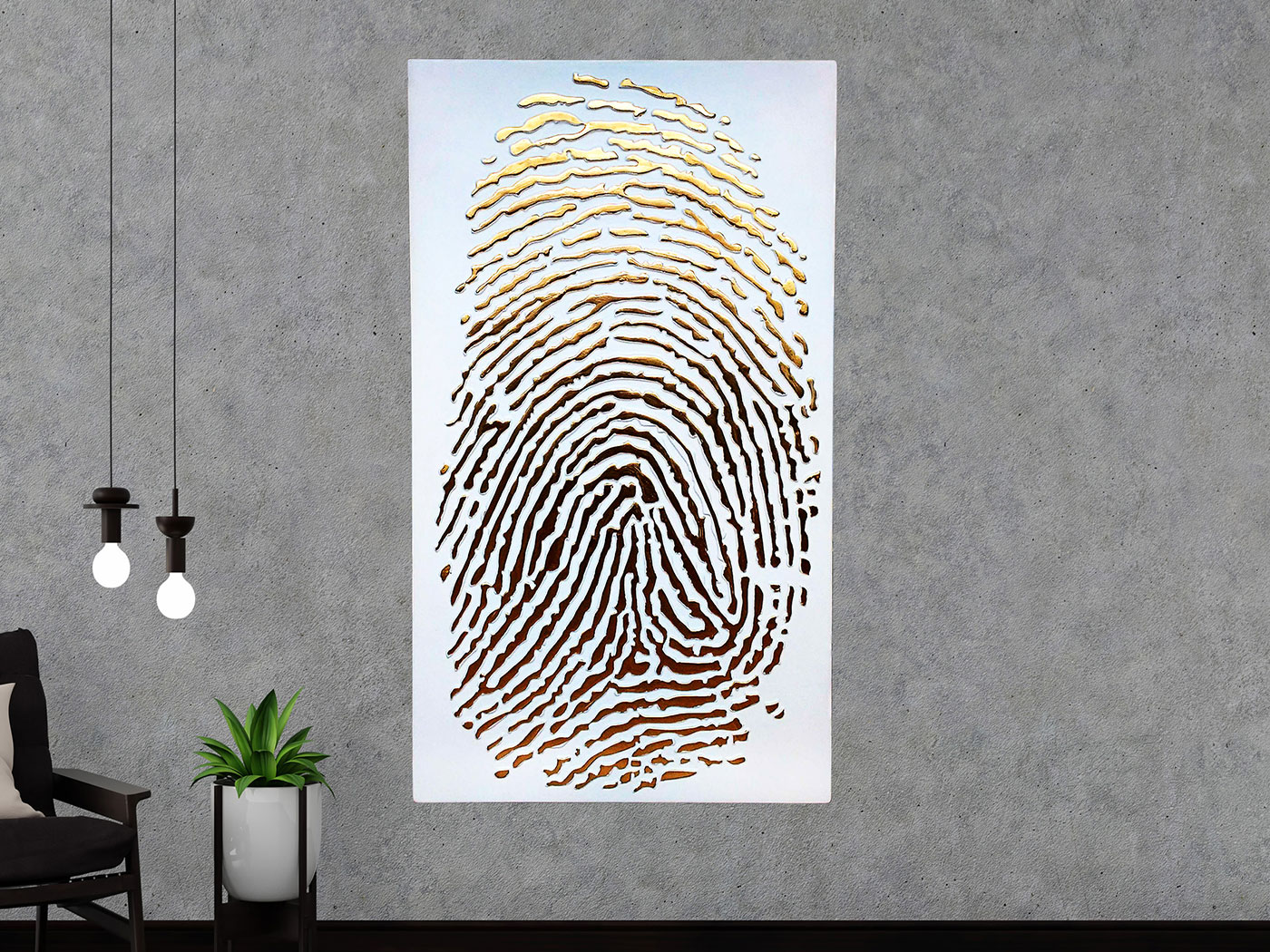 Parmak İzi Beyaz Altın Kabartma 3 Boyutlu Tablo Parmak İzi Beyaz Altın Kabartma 3 Boyutlu Tablo