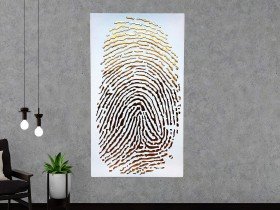 Parmak İzi Beyaz Altın Kabartma 3 Boyutlu Tablo Parmak İzi Beyaz Altın Kabartma 3 Boyutlu Tablo