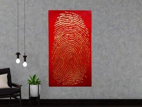 Parmak İzi Kırmızı Altın Kabartma 3 Boyutlu Tablo Parmak İzi Kırmızı Altın Kabartma 3 Boyutlu Tablo